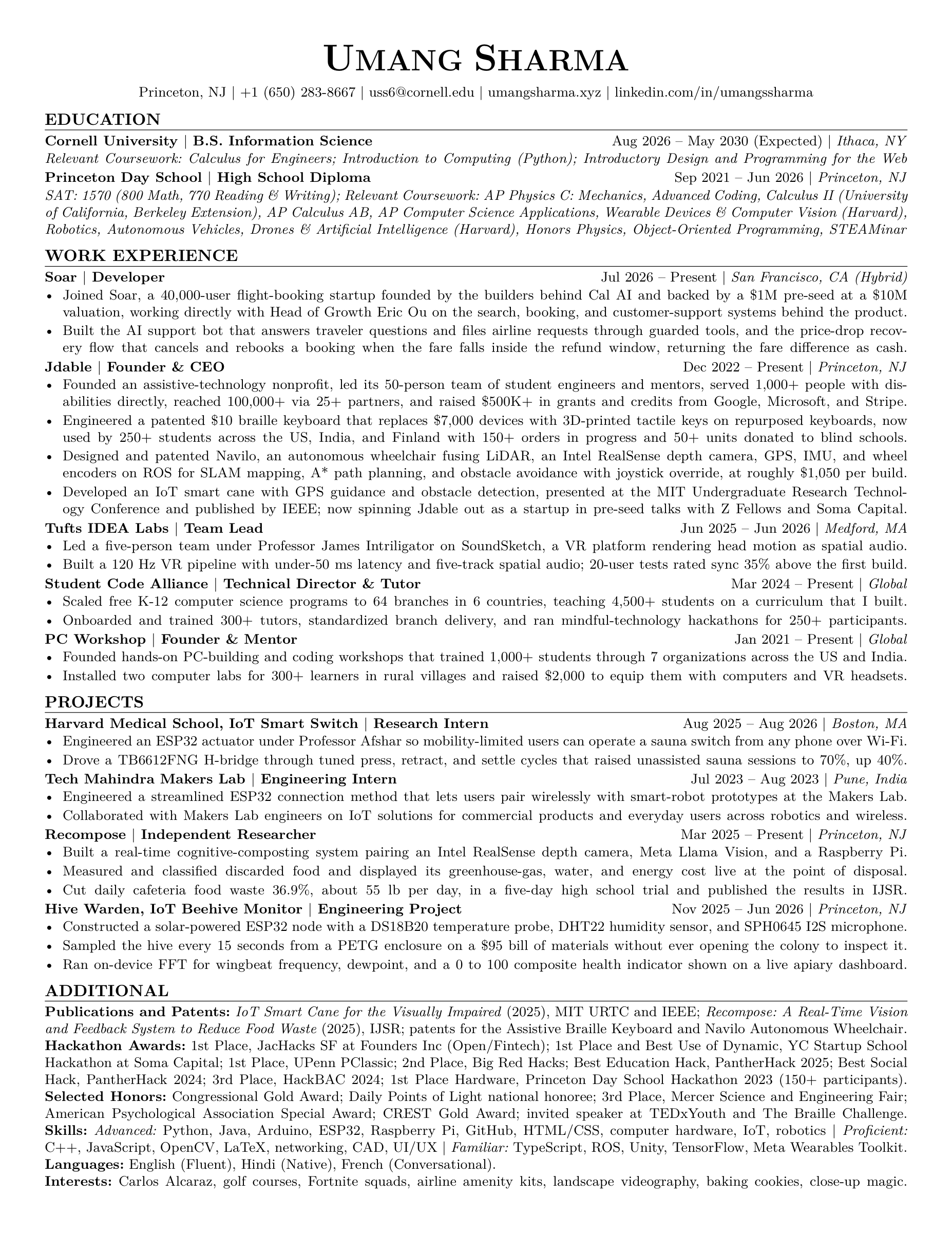 Umang Sharma one-page resume