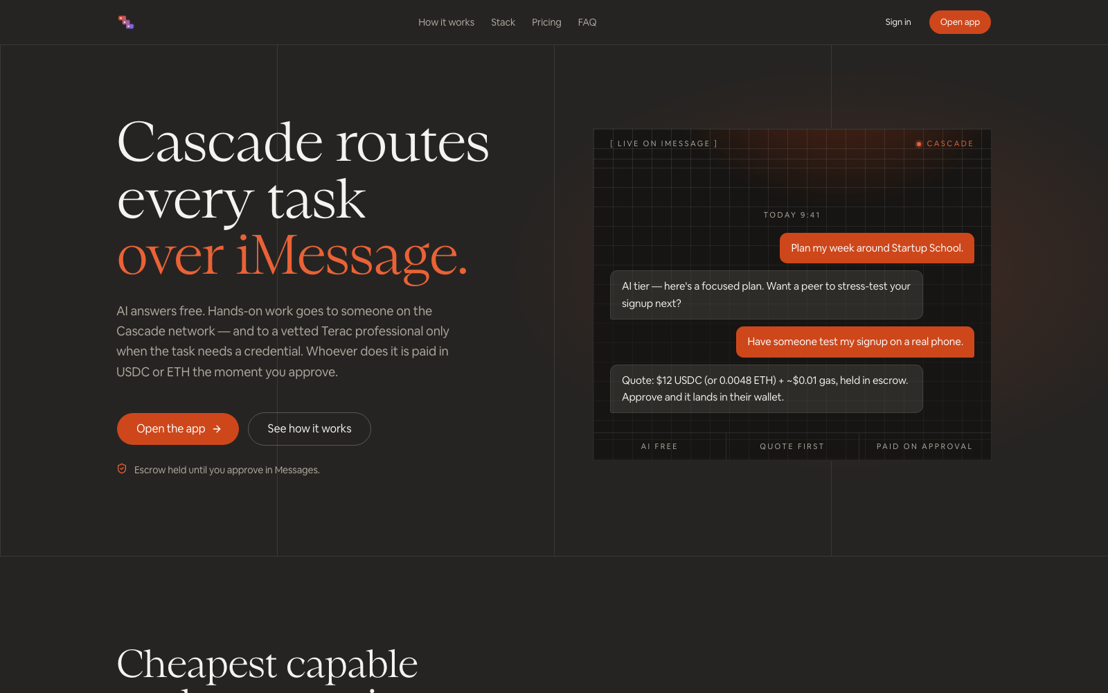 Cascade landing page