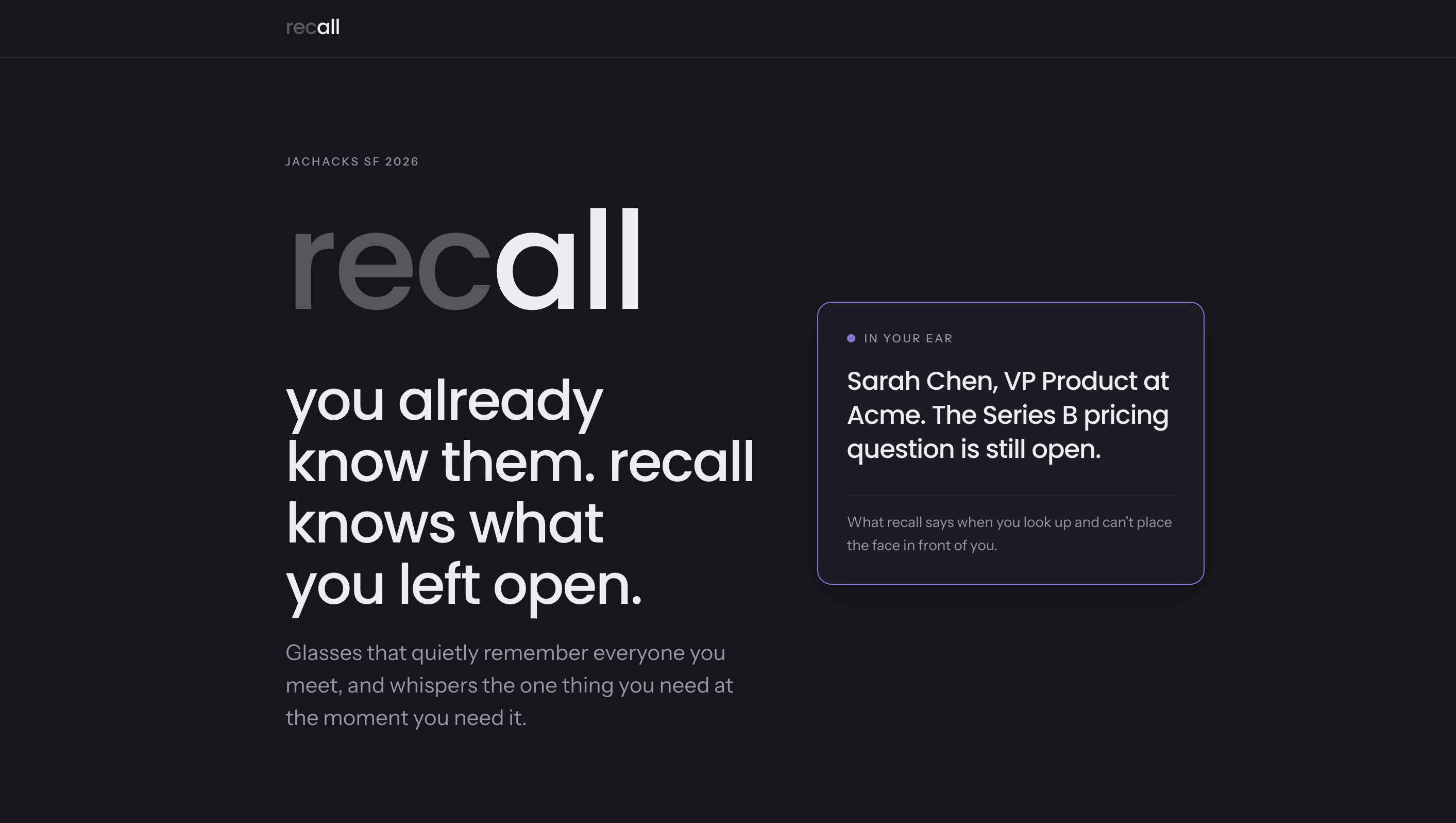 Recall landing page